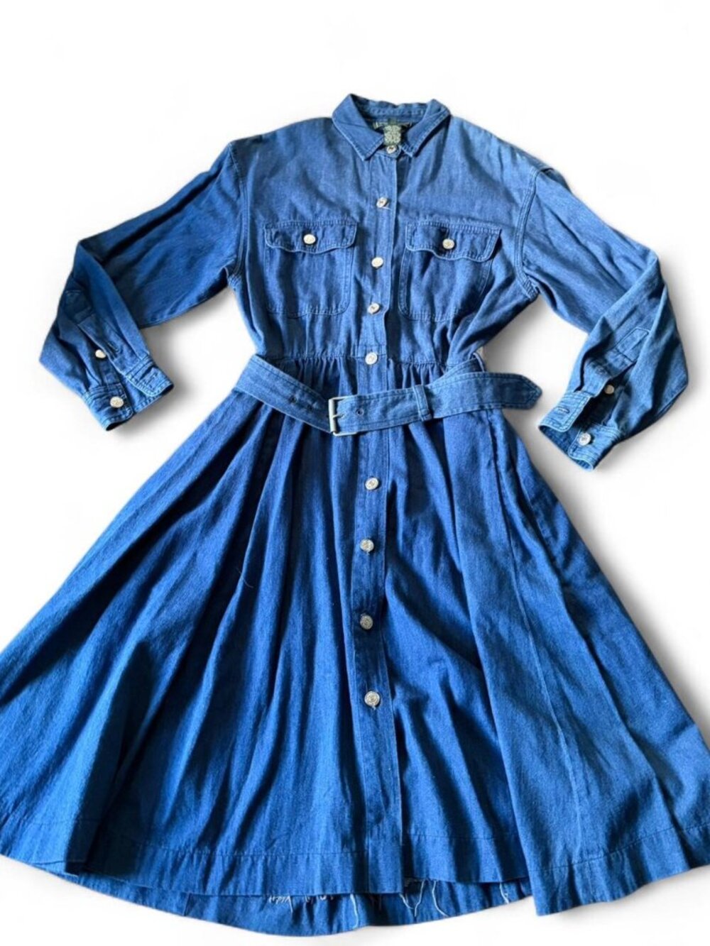 1980s vintage Ralph Lauren Country denim shirtdress   Size 4  American Southwest